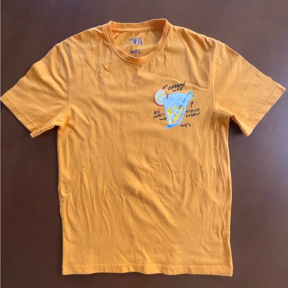 Hard to find! Zara Man Wes Robinson Illustrated Orange Slice Drink Tee Shirt - Picture 5 of 10